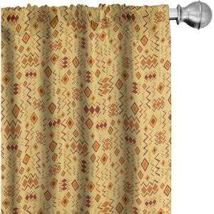 Ambesonne Botanical Curtains, Minimal Watercolor Leaves on Minimal Geometric Shapes in Cold Colors, Window Treatments 2 Panel Set for Living Room Bedroom, Pair of – 28″ x 63″, Grey Teal Slate Blue(Marigold Mustard)