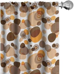 Ambesonne Botanical Curtains, Minimal Watercolor Leaves on Minimal Geometric Shapes in Cold Colors, Window Treatments 2 Panel Set for Living Room Bedroom, Pair of – 28″ x 63″, Grey Teal Slate Blue(Orange Brown)