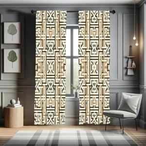 Ambesonne Botanical Curtains, Minimal Watercolor Leaves on Minimal Geometric Shapes in Cold Colors, Window Treatments 2 Panel Set for Living Room Bedroom, Pair of – 28″ x 63″, Grey Teal Slate Blue(Ivory Reseda Green Khaki)