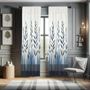 Ambesonne Botanical Curtains, Minimal Watercolor Leaves on Minimal Geometric Shapes in Cold Colors, Window Treatments 2 Panel Set for Living Room Bedroom, Pair of – 28″ x 63″, Grey Teal Slate Blue(Grey Teal Slate Blue)