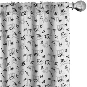Ambesonne Botanical Curtains, Minimal Watercolor Leaves on Minimal Geometric Shapes in Cold Colors, Window Treatments 2 Panel Set for Living Room Bedroom, Pair of – 28″ x 63″, Grey Teal Slate Blue(Black Grey)