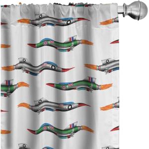 Ambesonne Botanical Curtains, Minimal Watercolor Leaves on Minimal Geometric Shapes in Cold Colors, Window Treatments 2 Panel Set for Living Room Bedroom, Pair of – 28″ x 63″, Grey Teal Slate Blue(Green Grey)