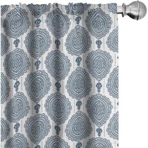 Ambesonne Botanical Curtains, Minimal Watercolor Leaves on Minimal Geometric Shapes in Cold Colors, Window Treatments 2 Panel Set for Living Room Bedroom, Pair of – 28″ x 63″, Grey Teal Slate Blue(Petrol Blue)