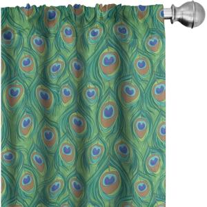 Ambesonne Botanical Curtains, Minimal Watercolor Leaves on Minimal Geometric Shapes in Cold Colors, Window Treatments 2 Panel Set for Living Room Bedroom, Pair of – 28″ x 63″, Grey Teal Slate Blue(Jade Green)