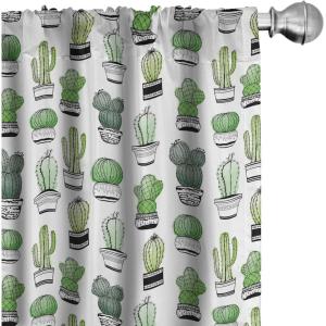 Ambesonne Botanical Curtains, Vintage Floral Pattern with Detailed Exotic Leaves from Different Trees, Window Treatments 2 Panel Set for Living Room Bedroom, Pair of – 28″ x 84″, Green and Ivory(Green Black)