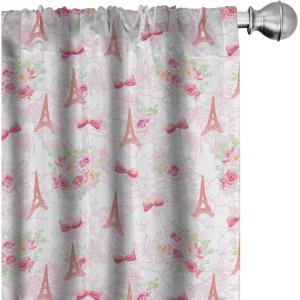 Ambesonne Botanical Curtains, Vintage Floral Pattern with Detailed Exotic Leaves from Different Trees, Window Treatments 2 Panel Set for Living Room Bedroom, Pair of – 28″ x 84″, Green and Ivory(Pink Green)