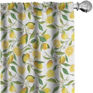 Ambesonne Botanical Curtains, Vintage Floral Pattern with Detailed Exotic Leaves from Different Trees, Window Treatments 2 Panel Set for Living Room Bedroom, Pair of – 28″ x 84″, Green and Ivory(Green Fern)