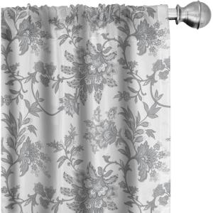 Ambesonne Botanical Curtains, Vintage Floral Pattern with Detailed Exotic Leaves from Different Trees, Window Treatments 2 Panel Set for Living Room Bedroom, Pair of – 28″ x 84″, Green and Ivory(Dimgray)