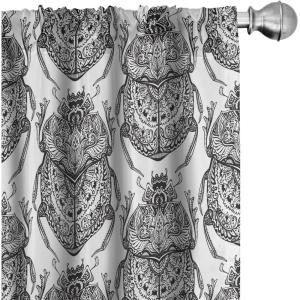 Ambesonne Botanical Curtains, Vintage Floral Pattern with Detailed Exotic Leaves from Different Trees, Window Treatments 2 Panel Set for Living Room Bedroom, Pair of – 28″ x 84″, Green and Ivory(White and Black)