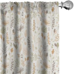 Ambesonne Botanical Curtains, Vintage Floral Pattern with Detailed Exotic Leaves from Different Trees, Window Treatments 2 Panel Set for Living Room Bedroom, Pair of – 28″ x 84″, Green and Ivory(Multi Color)