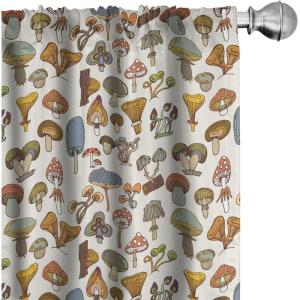 Ambesonne Botanical Curtains, Vintage Floral Pattern with Detailed Exotic Leaves from Different Trees, Window Treatments 2 Panel Set for Living Room Bedroom, Pair of – 28″ x 84″, Green and Ivory(Green Yellow Orange)