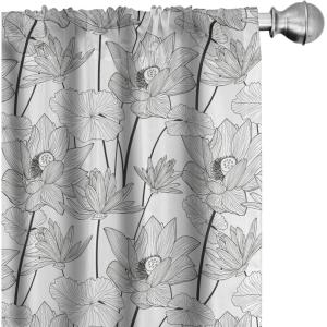 Ambesonne Botanical Curtains, Vintage Floral Pattern with Detailed Exotic Leaves from Different Trees, Window Treatments 2 Panel Set for Living Room Bedroom, Pair of – 28″ x 84″, Green and Ivory(White and Pale Black)