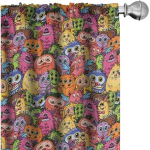 Ambesonne Botanical Curtains, Vintage Floral Pattern with Detailed Exotic Leaves from Different Trees, Window Treatments 2 Panel Set for Living Room Bedroom, Pair of – 28″ x 84″, Green and Ivory(Magenta)