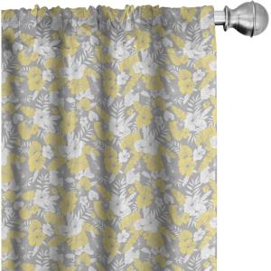 Ambesonne Botanical Curtains, Vintage Floral Pattern with Detailed Exotic Leaves from Different Trees, Window Treatments 2 Panel Set for Living Room Bedroom, Pair of – 28″ x 84″, Green and Ivory(Yellow Grey)