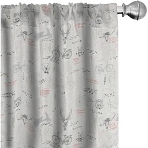 Ambesonne Botanical Curtains, Watercolor Fall Branches and Geometric Mid Century Modern Autumnal Art, Window Treatments 2 Panel Set for Living Room Bedroom, Pair of – 28″ x 84″, Forest Green Rust Tan(Vermilion Grey)