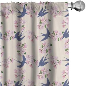 Ambesonne Botanical Curtains, Watercolor Fall Branches and Geometric Mid Century Modern Autumnal Art, Window Treatments 2 Panel Set for Living Room Bedroom, Pair of – 28″ x 84″, Forest Green Rust Tan(Indigo Champagne)