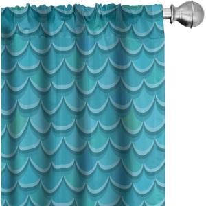 Ambesonne Botanical Curtains, Watercolor Fall Branches and Geometric Mid Century Modern Autumnal Art, Window Treatments 2 Panel Set for Living Room Bedroom, Pair of – 28″ x 84″, Forest Green Rust Tan(Seafoam Blue)