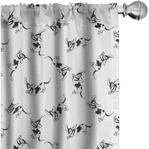 Ambesonne Botanical Curtains, Watercolor Fall Branches and Geometric Mid Century Modern Autumnal Art, Window Treatments 2 Panel Set for Living Room Bedroom, Pair of – 28″ x 84″, Forest Green Rust Tan(White and Black)