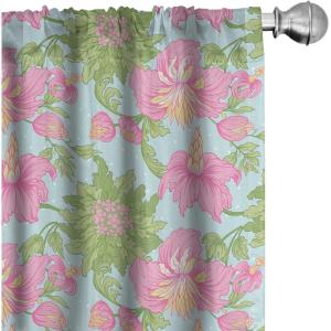 Ambesonne Botanical Curtains, Watercolor Fall Branches and Geometric Mid Century Modern Autumnal Art, Window Treatments 2 Panel Set for Living Room Bedroom, Pair of – 28″ x 84″, Forest Green Rust Tan(Fern Green)
