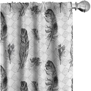 Ambesonne Botanical Curtains, Watercolor Fall Branches and Geometric Mid Century Modern Autumnal Art, Window Treatments 2 Panel Set for Living Room Bedroom, Pair of – 28″ x 84″, Forest Green Rust Tan(White and Grey)