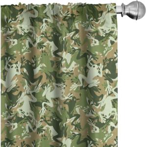 Ambesonne Botanical Curtains, Watercolor Fall Branches and Geometric Mid Century Modern Autumnal Art, Window Treatments 2 Panel Set for Living Room Bedroom, Pair of – 28″ x 84″, Forest Green Rust Tan(Green Pine)