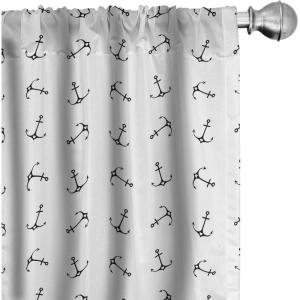 Ambesonne Botanical Curtains, Watercolor Fall Branches and Geometric Mid Century Modern Autumnal Art, Window Treatments 2 Panel Set for Living Room Bedroom, Pair of – 28″ x 84″, Forest Green Rust Tan(Black White)