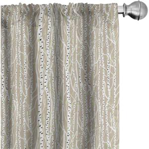 Ambesonne Botanical Curtains, Watercolor Fall Branches and Geometric Mid Century Modern Autumnal Art, Window Treatments 2 Panel Set for Living Room Bedroom, Pair of – 28″ x 84″, Forest Green Rust Tan(Tan Green)