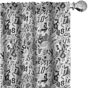 Ambesonne Botanical Curtains, Watercolor Fall Branches and Geometric Mid Century Modern Autumnal Art, Window Treatments 2 Panel Set for Living Room Bedroom, Pair of – 28″ x 84″, Forest Green Rust Tan(White Grey)