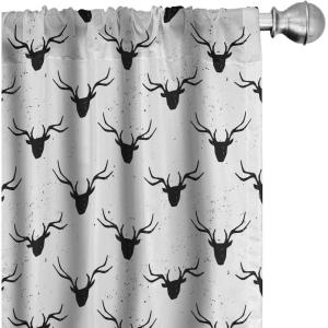 Ambesonne Cats Curtains, Modern Scandi Pattern of Kitten Love with Romantic Hearts Cartoon Design, Window Treatments 2 Panel Set for Living Room Bedroom, Pair of – 28″ x 63″, Ginger Olive Green White(Charcoal and White)