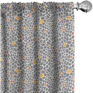 Ambesonne Cats Curtains, Modern Scandi Pattern of Kitten Love with Romantic Hearts Cartoon Design, Window Treatments 2 Panel Set for Living Room Bedroom, Pair of – 28″ x 63″, Ginger Olive Green White(Dark Orange and Orange)