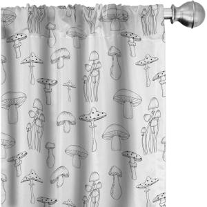 Ambesonne Cats Curtains, Modern Scandi Pattern of Kitten Love with Romantic Hearts Cartoon Design, Window Treatments 2 Panel Set for Living Room Bedroom, Pair of – 28″ x 63″, Ginger Olive Green White(Black and White)