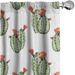 Ambesonne Cats Curtains, Modern Scandi Pattern of Kitten Love with Romantic Hearts Cartoon Design, Window Treatments 2 Panel Set for Living Room Bedroom, Pair of – 28″ x 63″, Ginger Olive Green White(Orange Green)