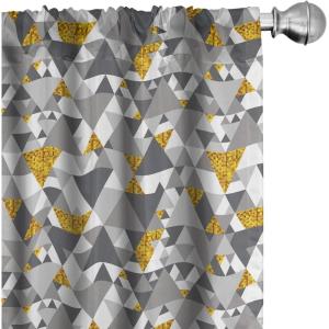 Ambesonne Cats Curtains, Modern Scandi Pattern of Kitten Love with Romantic Hearts Cartoon Design, Window Treatments 2 Panel Set for Living Room Bedroom, Pair of – 28″ x 63″, Ginger Olive Green White(Charcoal Mustard)