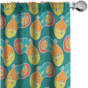 Ambesonne Cats Curtains, Modern Scandi Pattern of Kitten Love with Romantic Hearts Cartoon Design, Window Treatments 2 Panel Set for Living Room Bedroom, Pair of – 28″ x 63″, Ginger Olive Green White(Seafoam)