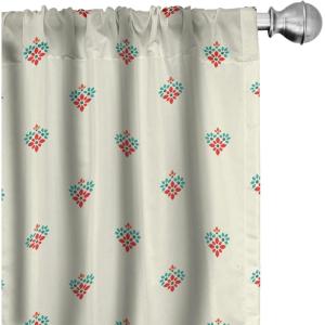 Ambesonne Cats Curtains, Modern Scandi Pattern of Kitten Love with Romantic Hearts Cartoon Design, Window Treatments 2 Panel Set for Living Room Bedroom, Pair of – 28″ x 63″, Ginger Olive Green White(Beige Teal)