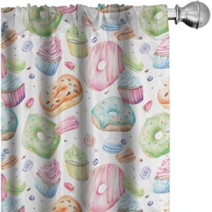 Ambesonne Cats Curtains, Modern Scandi Pattern of Kitten Love with Romantic Hearts Cartoon Design, Window Treatments 2 Panel Set for Living Room Bedroom, Pair of – 28″ x 63″, Ginger Olive Green White(Pale Pink)