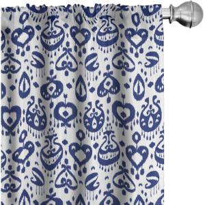 Ambesonne Cats Curtains, Modern Scandi Pattern of Kitten Love with Romantic Hearts Cartoon Design, Window Treatments 2 Panel Set for Living Room Bedroom, Pair of – 28″ x 63″, Ginger Olive Green White(White and Blue)