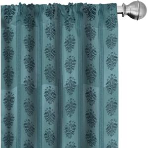 Ambesonne Cats Curtains, Modern Scandi Pattern of Kitten Love with Romantic Hearts Cartoon Design, Window Treatments 2 Panel Set for Living Room Bedroom, Pair of – 28″ x 63″, Ginger Olive Green White(Cadet Blue)