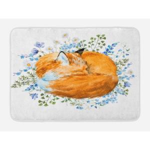 Ambesonne Christmas Bath Mat, Rustic Wooden Backdrop Snowflakes and Warm Traditional Celebration Print, Plush Bathroom Decor Mat with Non Slip Backing, 30.2″ x 20″, Brown White(Orange Blue Olive Green)