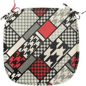 Ambesonne Christmas Chair Seating Cushion Set of 2, Candy Canes and Lollipops Classical Pattern for Holiday Xmas, Anti-Slip Seat Padding for Kitchen & Patio, 16″x16″, Green Red White(White Black Red)