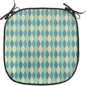 Ambesonne Christmas Chair Seating Cushion Set of 2, Candy Canes and Lollipops Classical Pattern for Holiday Xmas, Anti-Slip Seat Padding for Kitchen & Patio, 16″x16″, Green Red White(Sea Green Petrol Blue)