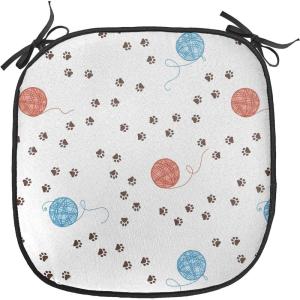 Ambesonne Christmas Chair Seating Cushion Set of 2, Candy Canes and Lollipops Classical Pattern for Holiday Xmas, Anti-Slip Seat Padding for Kitchen & Patio, 16″x16″, Green Red White(Pale Blue Coral Brown)