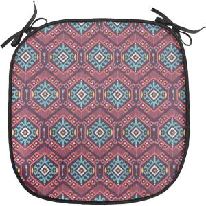 Ambesonne Christmas Chair Seating Cushion Set of 2, Candy Canes and Lollipops Classical Pattern for Holiday Xmas, Anti-Slip Seat Padding for Kitchen & Patio, 16″x16″, Green Red White(Dark Coral Turquoise)