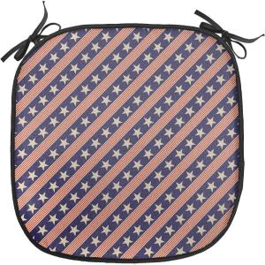Ambesonne Christmas Chair Seating Cushion Set of 2, Candy Canes and Lollipops Classical Pattern for Holiday Xmas, Anti-Slip Seat Padding for Kitchen & Patio, 16″x16″, Green Red White(Navy Coral Cream)