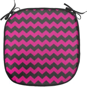 Ambesonne Christmas Chair Seating Cushion Set of 2, Candy Canes and Lollipops Classical Pattern for Holiday Xmas, Anti-Slip Seat Padding for Kitchen & Patio, 16″x16″, Green Red White(Magenta and Black)