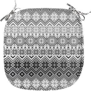 Ambesonne Christmas Chair Seating Cushion Set of 2, Gingerbread Man House Cones Xmas Cookie Celebration Theme, Anti-Slip Seat Padding for Kitchen & Patio, 16″x16″, Pale Brown and White(Grey White Black)