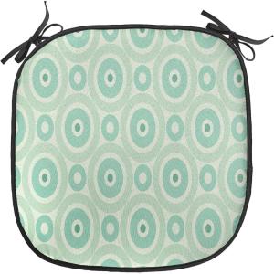 Ambesonne Christmas Chair Seating Cushion Set of 6, Pine Fir Cones Balls and Coniferous Tree Leaves Holly Berry Old Fashioned, Anti-Slip Seat Padding for Kitchen & Patio, 16″x16″, Red Green Grey(Mint and Pale Green)