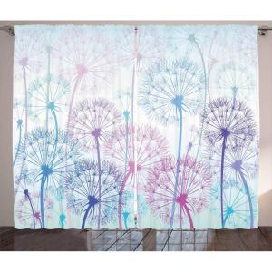 Ambesonne Christmas Curtains, Classical Christmas Ornaments and Baubles Coniferous Pine Tree Twig Tinsel Print, Living Room Bedroom Window Drapes 2 Panel Set, 108″ X 90″, Vermilion Green(Blue Pink)