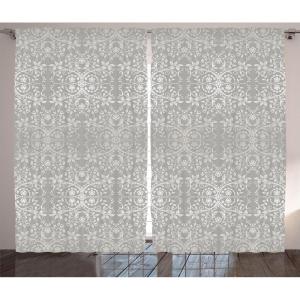 Ambesonne Christmas Curtains, Classical Christmas Ornaments and Baubles Coniferous Pine Tree Twig Tinsel Print, Living Room Bedroom Window Drapes 2 Panel Set, 108″ X 90″, Vermilion Green(Warm Taupe)
