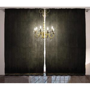 Ambesonne Christmas Curtains, Classical Christmas Ornaments and Baubles Coniferous Pine Tree Twig Tinsel Print, Living Room Bedroom Window Drapes 2 Panel Set, 108″ X 90″, Vermilion Green(Grey Yellow)